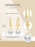 wholesale 14K Gold Freshwater Pearl & Moissanite Drop Earrings, 8mm Round Pearl, Real Solid Gold Jewelry for Women-0-1