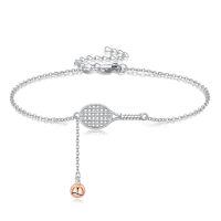 wholesale 925 Sterling Silver Tennis Racket & Ball Charm Bracelet Sporty Gift for Her-Tennis ball