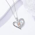 wholesale 925 Sterling Silver I Love You Mom Double Heart Necklace with Cubic Zirconia and Rose Gold Accents - Mothers' Day Gift for Her-0-1