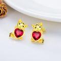 wholesale Sterling Silver Birthstone Tiger Holding Heart Stud Earrings for Women-0-4