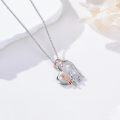 wholesale 925 Sterling Silver Double Heart with Figures and Cubic Zirconia Pendant Necklace  for Women Sisters Moms Friends-0-1