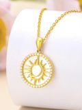 TOUPOP 14K Gold Sun Moon Pendant Necklace Gift for Women-0-1