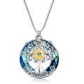 TOUPOP Sterling Silver Blue Crystal Celtic Tree Of Life Pendant Necklace-0-0