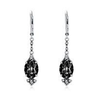 wholesale 925 Sterling Silver Blue Drop Earrings Wholesale With Cubic Zirconia-Black