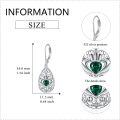 wholesale Silver Rose Gold Plated Claddagh Emerald Heart Drop Earrings 925 Sterling Silver Leverbacks-0-4