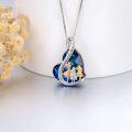 wholesale 925 Sterling Silver Blue Crystal Heart Pendant Necklace Gift for Sisters and Best Friend-0-3
