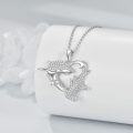 wholesale 925 Sterling Silver Dolphin Heart-Shaped Pendant Necklace for Women-0-3
