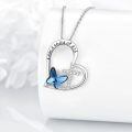 wholesale 925 Sterling Silver Child Of God Heart Cross Blue Butterfly Crystal Pendant Necklace-0-1