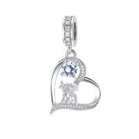wholesale 925 Sterling Silver Blue Sapphire Moon Heart Cow Charm Pendant-04-April