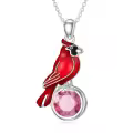 wholesale Sterling Silver & Cubic Zirconia Cardinal Birthstone Necklace - 25mm Memorial Gift for Women, 18+2 Chain, Hypoallergenic Angel Symbo-0-0