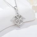 wholesale 925 Sterling Silver & White Zirconia Witches Knot April Birthstone Necklace for Women-0-1