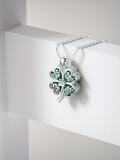wholesale 925 Sterling Silver Green Crystal Four-Leaf Clover Pendant Necklace Luck Charm Jewelry for Women Girls Gifts 20 Chain-0-4