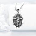 wholesale 925 Sterling Silver Jesus Crucifix Cross Pendant for Men's Necklaces with Bible Verse Philippians 4:13 and Sports Theme Design-0-1