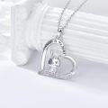 wholesale TOUPOP Sterling Silver Rabbit Necklace Heart Pendant Forever In My Heart Cute Bunny Necklace For Women Friends -0-3