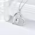 TOUPOP Sterling Silver Stone Rabbit Heart Pendant Necklace-0-3