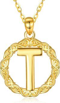 wholesale 14K Gold Sterling Silver 26 Letter Pendant Necklace 18 +2 Chain Gift-T