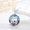 wholesale 925 Sterling Silver Blue Crystal Tree of Life with Cows Pendant Necklace for Mother and Daughter-0-1