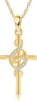 wholesale 14K Gold Nana Guardian Angel Cross Pendant Necklace for Women's s-0-0