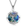 wholesale 925 Sterling Silver Saint Michael Archangel Abalone Shell Pendant Necklace-0-0