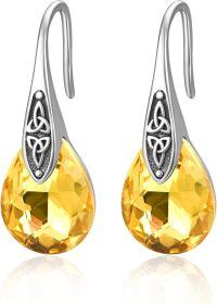 wholesale 925 Sterling Silver Birthstone Celtic Knot Dangle Earrings Women s Jewelry Gift-11 Nov