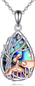 wholesale 925 Sterling Silver Abalone Shell Mermaid Tree of Life Pendant Necklace-0-0