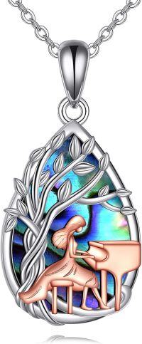 wholesale 925 Sterling Silver Abalone Shell Mermaid Tree of Life Pendant Necklace-Piano