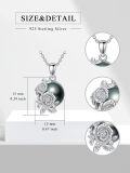 wholesale 925 Sterling Silver Black Freshwater Pearl with Roses Pendant Necklace for Women-0-3
