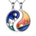 wholesale 925 Sterling Silver Yin Yang Pendant Necklace with Mountain and Palm Tree Design for Couples-0-0