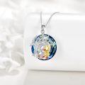 wholesale 925 Sterling Silver Duck Tree of Life Pendant Necklace for Women Girls Gifts 45cm Chain Length Blue Crystal Stone Charm Fashion Jewelry Accessories-0-1