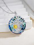 wholesale TOUPOP Sun And Moon Tree Of Life Necklace For Women 925 Sterling Silver Crystal Jewelry Birthday Mothers Day Gifts -0-1