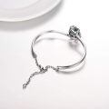wholesale 925 Sterling Silver Blue Heart Bracelet With Chain Clasp And Crystal Accents-0-2