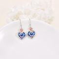 wholesale  Sterling Silver Crystal Mom Earrings Rose Flower Love Heart Dangle Drop Hook -0-33