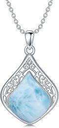 wholesale Sterling Silver Natural Gemstone Teardrop Filigree Celtic Knot Necklace-0-18