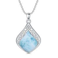 wholesale 925 Sterling Silver Pendant With Green Tree In Bubbles Quartz Crystal-Larimar