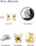 wholesale 925 Sterling Silver Gold French Bulldog Stud Earrings for Women Dog Lover Gift-0-2