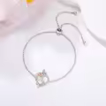 TOUPOP Sterling Silver Rose Heart Butterfly Initial A Letter Link Bracelet Jewelry Gift-0-4