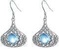 wholesale 925 Sterling Silver Blue Moonstone Filigree Drop Earrings for Women-0-0