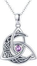 wholesale 925 Sterling Silver Celtic Moon Trinity Knot Pendant Birthstone Necklace-0-0