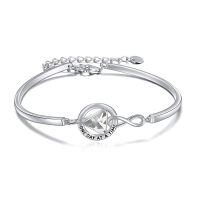 wholesale 925 Sterling Silver Infinity Bracelet With Crystal Charm One Day At A Time-AA Recovery Bangle Bracelet