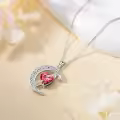 TOUPOP Sterling Silver Ruby Moon Star Pendant Necklace-0-4