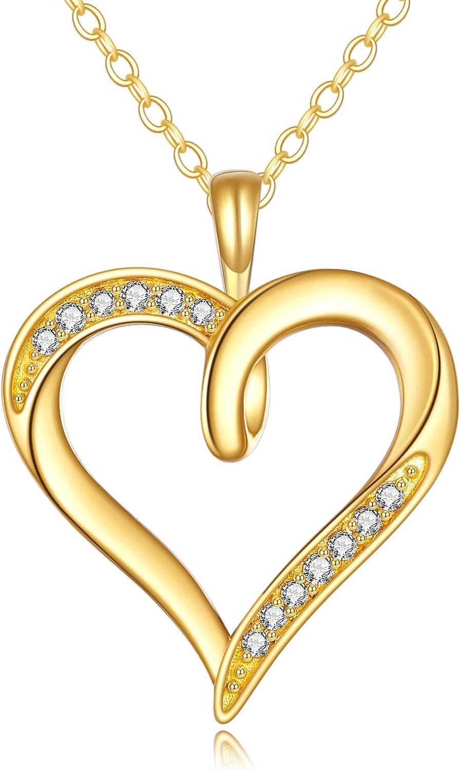 wholesale 14K Gold Diamond Accent Open Heart Necklace - Elegant Fine s for Her-0-0