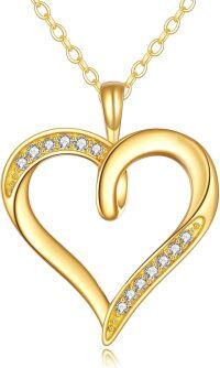 wholesale 14K Gold Diamond Accent Open Heart Necklace - Elegant Fine s for Her-Gold-Heart Necklace for Women