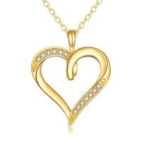 wholesale 14K Gold Diamond Accent Open Heart Necklace - Elegant Fine s for Her-Gold-Heart Necklace for Women