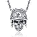 wholesale 925 Sterling Silver Aviator Skull Pendant Necklace for Men - Gothic-0-0