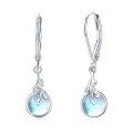 wholesale 925 Sterling Silver Leaf Moonstone Drop Earrings For Women-0-0