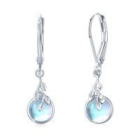 wholesale 925 Sterling Silver Leaf Moonstone Drop Earrings For Women-A-Moonstone