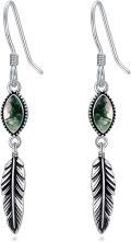 wholesale Feather Earrings For Women 925 Sterling Silver Western Boho Drop Dangle Earrings Vintage Feather Jewelry Gifts -0-0