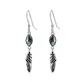 TOUPOP 925 Sterling Silver Stone Western Boho Feather Drop Dangle Earrings-0-0