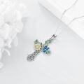 wholesale 925 Sterling Silver Butterfly & Flower Cross Pendant Necklace for Women Girls Christian  Ideas-0-4