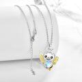 wholesale 925 Sterling Silver Heart-Shaped Moonstone Bee Pendant Necklace-0-2